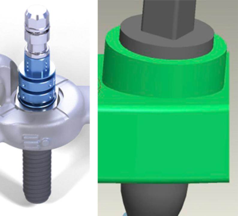 Fig. 9a & b: Guided implant adapter with vertical level marks & Guided implant adapter with vertical stop
